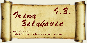 Irina Belaković vizit kartica